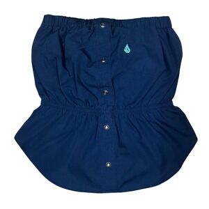 Volcom Oasis Y2K Indie Surf Aesthetic Women Black Button Front Tube Top Small